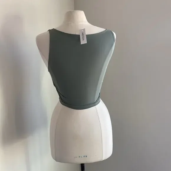 ARITZIA Tank Womens Size 2XS Parfait Design Smoky Sage Green Stretch - Picture 5 of 6